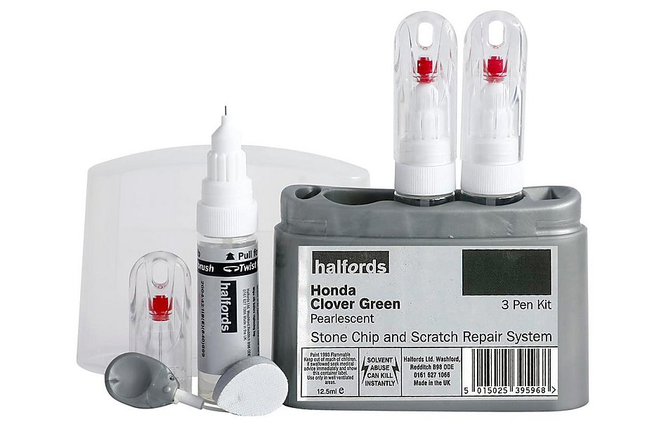 Halfords scratch chip repair for Honda Clover Green 395962